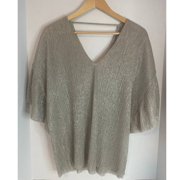 Vanessa Virginia Anthropologie Women's Med Oversized Metallic Shimmer Blouse - Picture 1 of 6